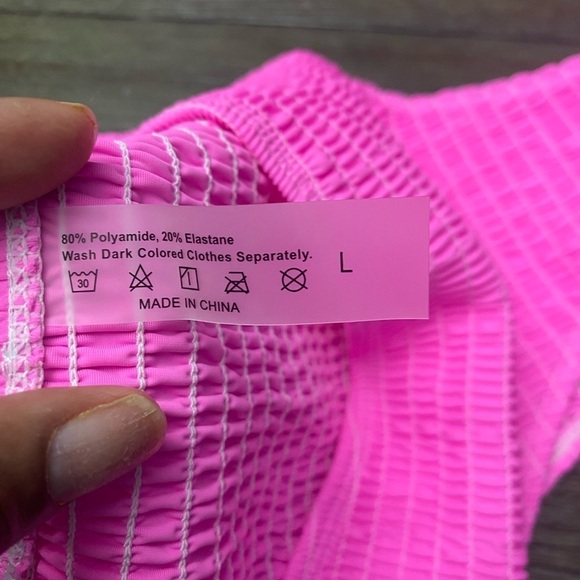 SHEIN Swim Summer Beach Smocked Frill Trim Bikini Swimsuit size Large - Picture 3 of 4